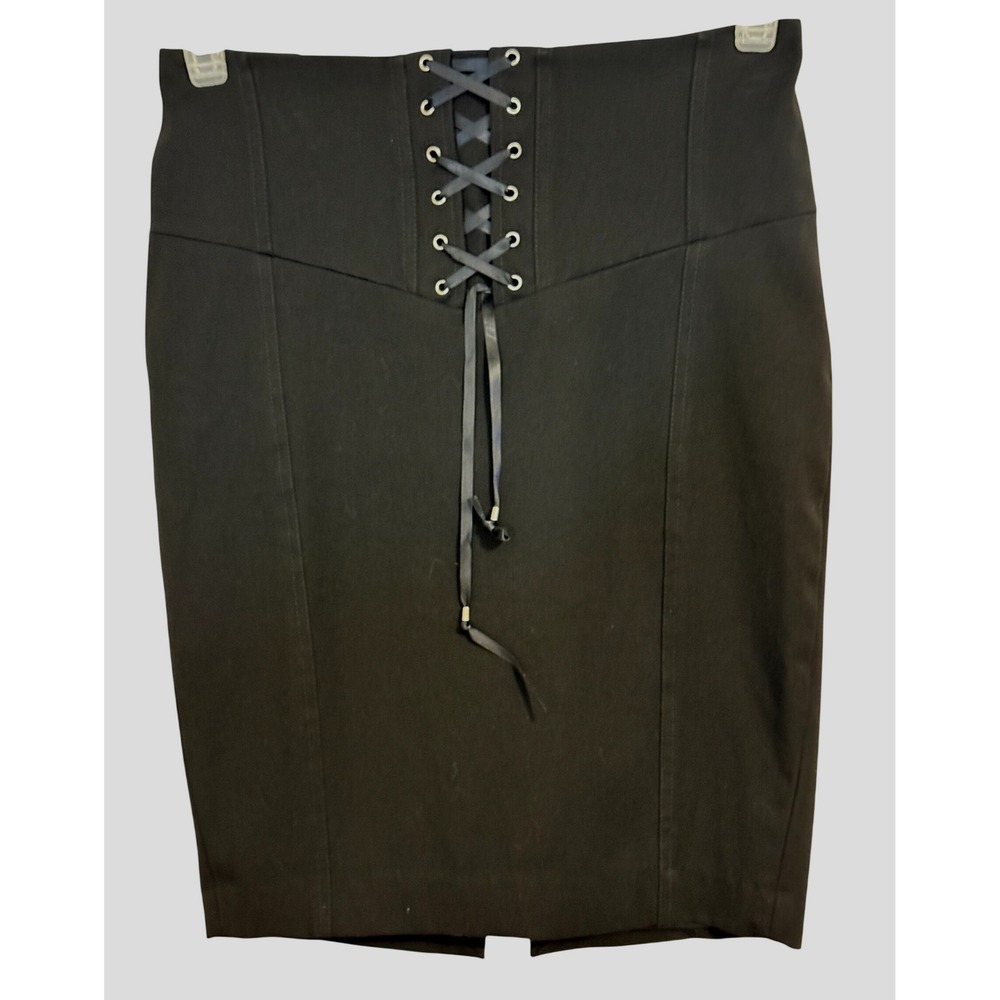 EXPRESS Black Lace‎ Up Corset High Waisted Pencil Skirt Size 4 - Picture 2 of 7